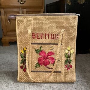 Vintage Bermuda Straw Zipper Bag